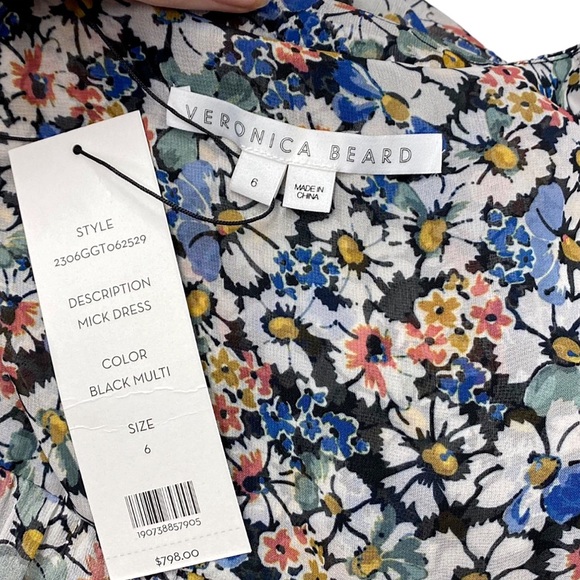 Veronica Beard Floral Silk Chiffon Mick Maxi Dress Size 6 NWT - Picture 5 of 5